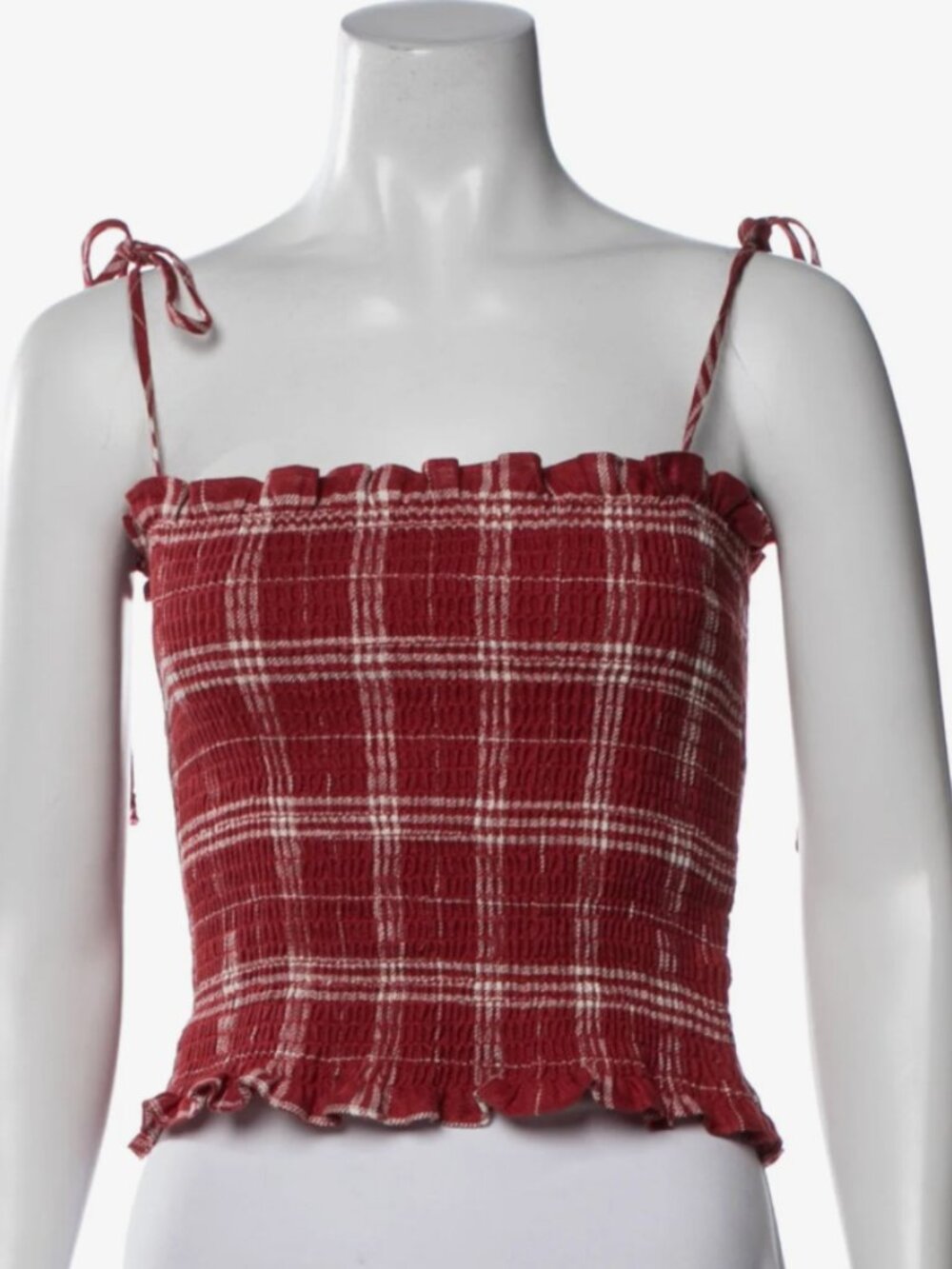 Reformation  Linen Plaid Print Crop Top